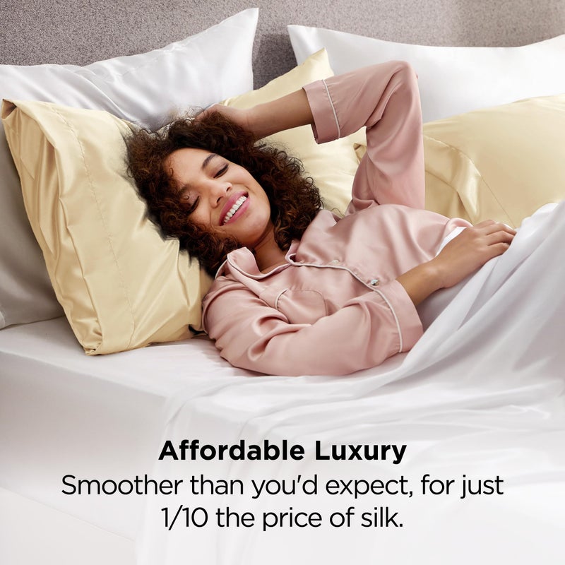 Bedsure Satin Pillowcase for Hair and Skin Queen - Champagne Gold Silky Pillowcase 2 Pack with Envelope Closure, Similar to Silk Pillow Cases, Gifts for Women Men, 20x30 Inches, 2pcs - Image 5